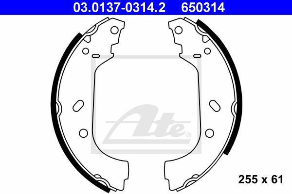 ATE 03.0137-0314.2 комплект тормозных колодок на PEUGEOT EXPERT фургон (222)