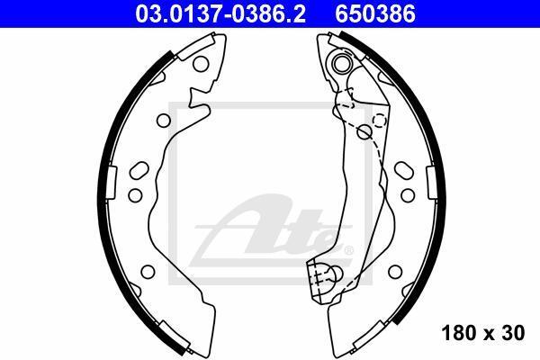 ATE 03.0137-0386.2 комплект тормозных колодок на HYUNDAI ATOS (MX)