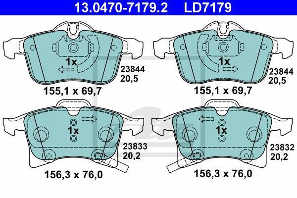 ATE 13-0470-7179-2 Колодки торм.пер./дат. CERAMIC