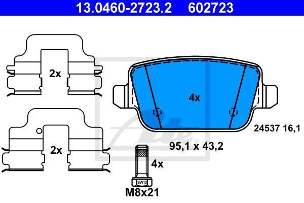 ATE 13.0460-2723.2 Колодки задние FORD S-Max 07->/VOLVO S60 10->/LAND ROVER 06-> (1682005)