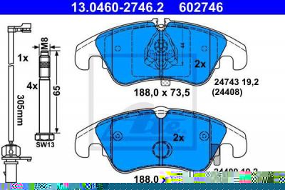 ATE 13.0460-2746.2 Колодки передние AUDI A4/A5/Q5 07-> (8K0698151)