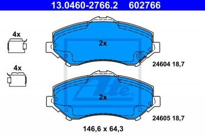 ATE 13.0460-2766.2 Колодки передние CHRYSLER Voyager IV/DODGE Journey all 07-> (68029263AA)