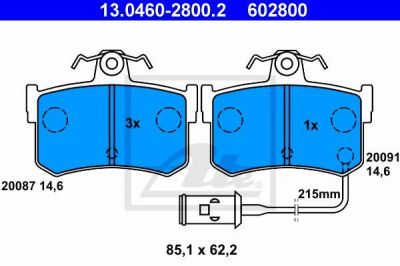 ATE 13.0460-2800.2 комплект тормозных колодок, дисковый тормоз на ROVER 800 (XS)