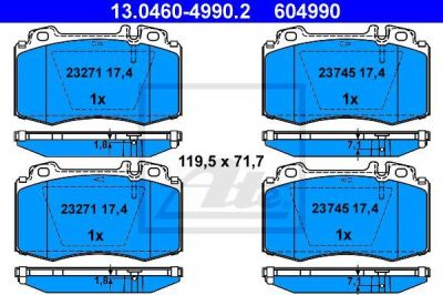 ATE 13.0460-4990.2 13.0460-4990.2 Колодки торм.пер. MB W203, W211, W220