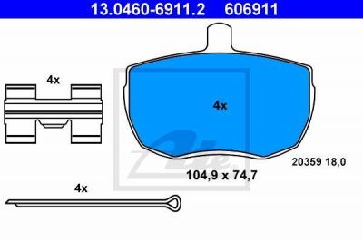 ATE 13.0460-6911.2 комплект тормозных колодок, дисковый тормоз на FORD TRANSIT c бортовой платформой/ходовая часть (V_ _)