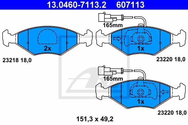ATE 13.0460-7113.2 комплект тормозных колодок, дисковый тормоз на FIAT PALIO Weekend (178DX)