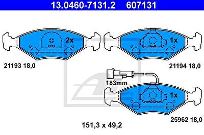 ATE 13.0460-7131.2 комплект тормозных колодок, дисковый тормоз на LANCIA DEDRA (835)