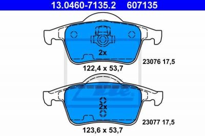ATE 13.0460-7135.2 Колодки задние VOLVO S60/S80/XC70 all ->10 (8634925)