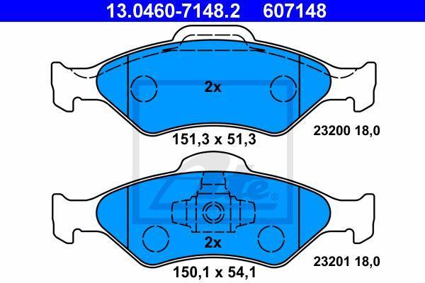 ATE 13.0460-7148.2 комплект тормозных колодок, дисковый тормоз на FORD FIESTA IV (JA_, JB_)