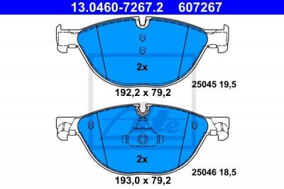 ATE 13.0460-7267.2 Колодки передние 5-Serie(F10/F11)/7-Serie(F01/F02) 08->