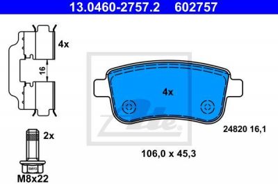 ATE 13046027572 13.0460-2757.2 колодки дисковые з.!Renault Megane Sedan/Coupe 08>
