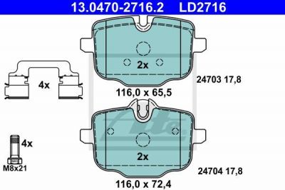 ATE 13.0470-2716.2 комплект тормозных колодок, дисковый тормоз на 5 (F10, F18)