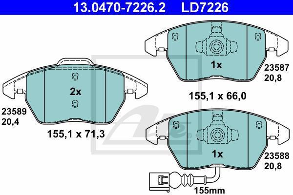ATE 13.0470-7226.2 комплект тормозных колодок, дисковый тормоз на AUDI TT (8J3)