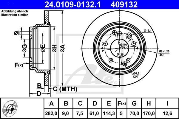 ATE 24.0109-0132.1 тормозной диск на HONDA SHUTTLE (RA)