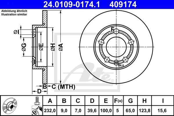 ATE 24.0109-0174.1 тормозной диск на VW POLO (9N_)
