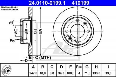 ATE 24.0110-0199.1 тормозной диск на PEUGEOT 405 I Break (15E)