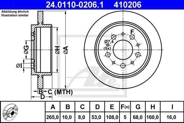 ATE 24.0110-0206.1 тормозной диск на VOLVO 960 Kombi (965)