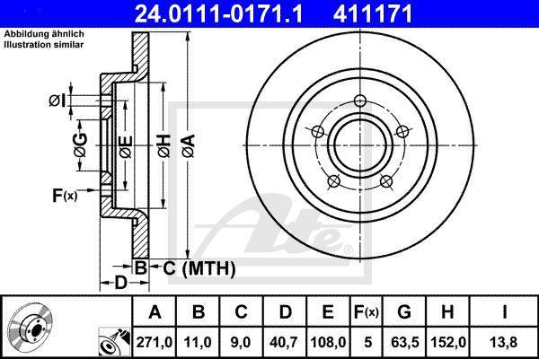 ATE 24.0111-0171.1 тормозной диск на FORD FOCUS III седан