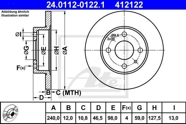 ATE 24.0112-0122.1 тормозной диск на FIAT FIORINO фургон (146)
