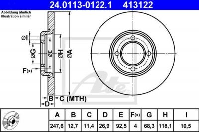 ATE 24.0113-0122.1 тормозной диск на FORD TAUNUS '80 (GBS, GBNS)