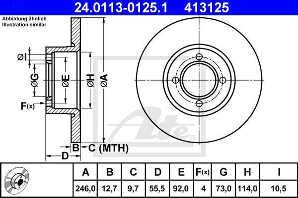 ATE 24.0113-0125.1 тормозной диск на OPEL MANTA B (58_, 59_)
