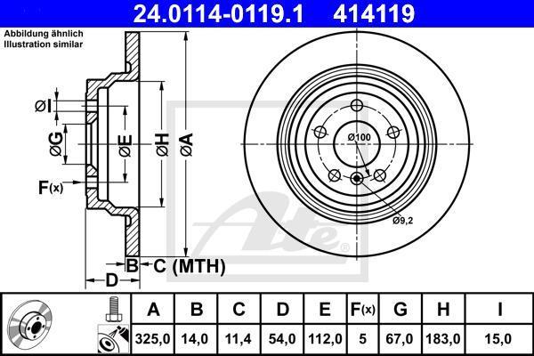 ATE 24.0114-0119.1 тормозной диск на MERCEDES-BENZ GLE (W166)