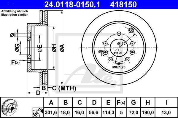 ATE 24.0118-0150.1 тормозной диск на MAZDA CX-7 (ER)