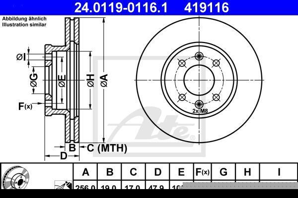ATE 24.0119-0116.1 тормозной диск на HYUNDAI GETZ (TB)