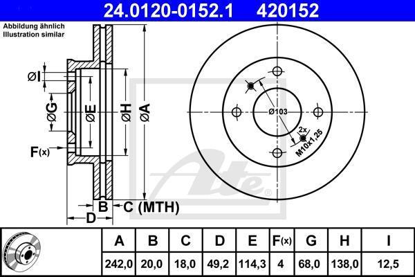 ATE 24.0120-0152.1 тормозной диск на NISSAN PRIMERA (P10)