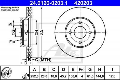 ATE 24.0120-0203.1 тормозной диск на NISSAN ALMERA I (N15)