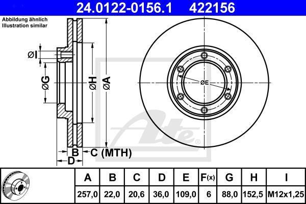ATE 24.0122-0156.1 Диски торм.OPEL FRONTERA 2.0-2.8TD (257x22) вентилируемые