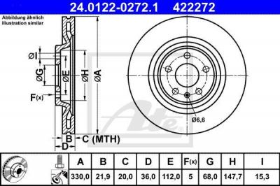 ATE 24.0122-0272.1 тормозной диск на AUDI A4 Avant (8K5, B8)