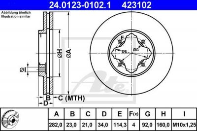 ATE 24.0123-0102.1 тормозной диск на ROVER 600 (RH)