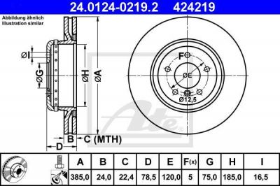 ATE 24.0124-0219.2 тормозной диск на X6 (E71, E72)