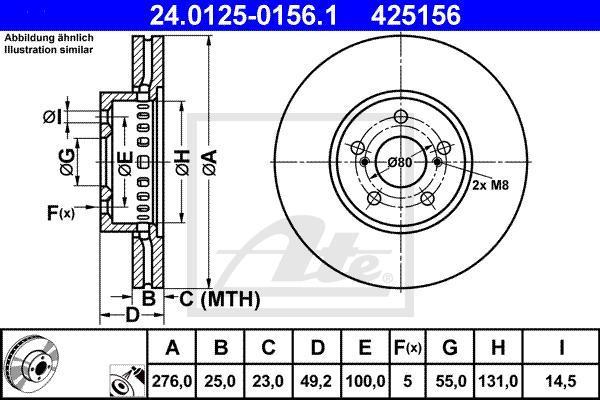 ATE 24.0125-0156.1 Диск торм. пер. Toyota Avensis