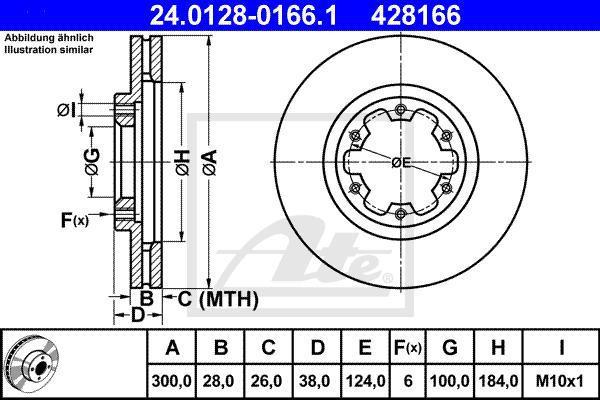 ATE 24.0128-0166.1 тормозной диск на NISSAN PATHFINDER II (R50)