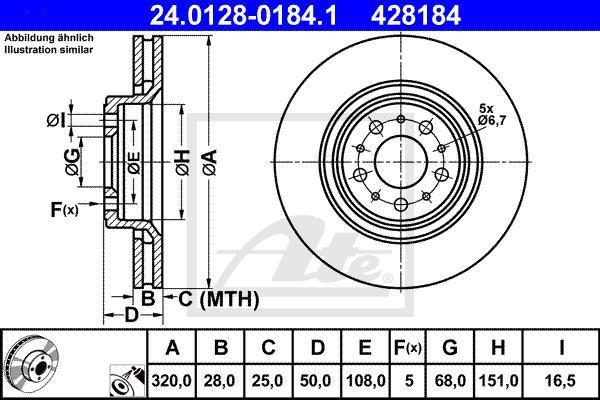 ATE 24.0128-0184.1 тормозной диск на VOLVO XC70 CROSS COUNTRY