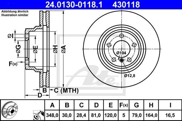 ATE 24.0130-0118.1 Диск торм. пер. 7 (E65, E66)