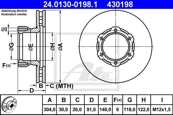 ATE 24.0130-0198.1 тормозной диск на MERCEDES-BENZ VARIO автобус