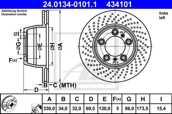 ATE 24.0134-0101.1 тормозной диск на PORSCHE 911 (996)