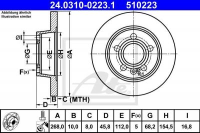 ATE 24.0310-0223.1 тормозной диск на FORD GALAXY (WGR)