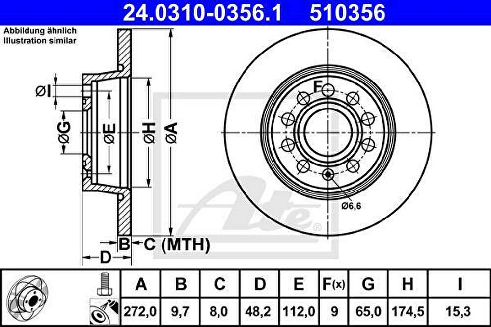 ATE 24.0310-0356.1 Диск тормозной Power Disc 24.0310-0356.1