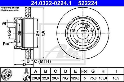 ATE 24.0322-0224.1 тормозной диск на X3 (E83)