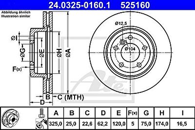 ATE 24.0325-0160.1 тормозной диск на X3 (E83)
