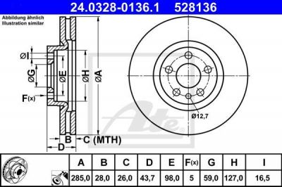 ATE 24.0328-0136.1 тормозной диск на PEUGEOT 807 (E)