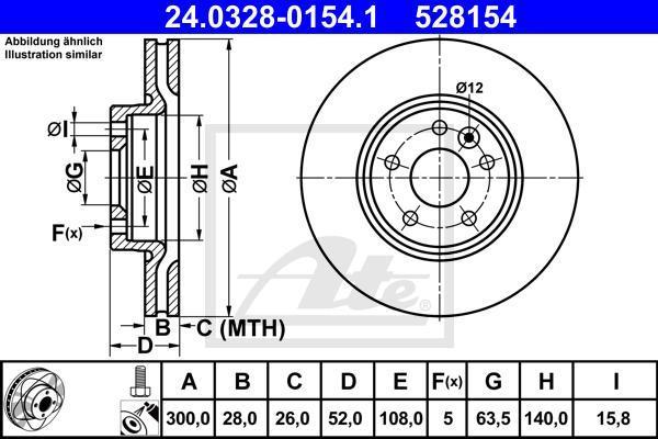 ATE 24.0328-0154.1 тормозной диск на VOLVO V70 III (BW)