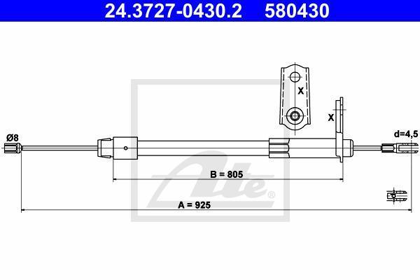 ATE 24.3727-0430.2 Трос стояночного тормоза MB W203