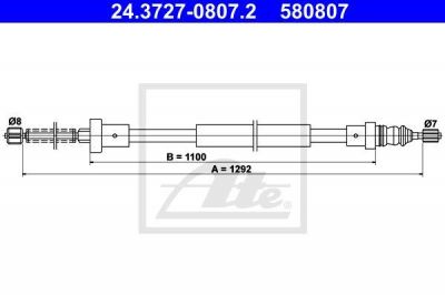 ATE 24.3727-0807.2 трос, стояночная тормозная система на PEUGEOT 106 I (1A, 1C)
