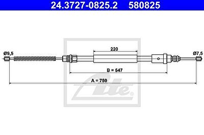 ATE 24.3727-0825.2 трос, стояночная тормозная система на PEUGEOT 406 Break (8E/F)