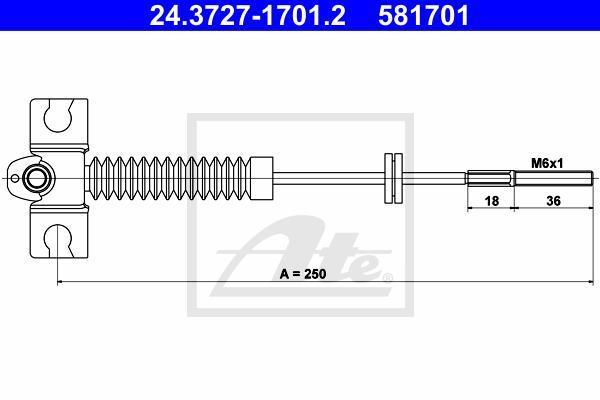 ATE 24.3727-1701.2 трос, стояночная тормозная система на NISSAN MICRA II (K11)
